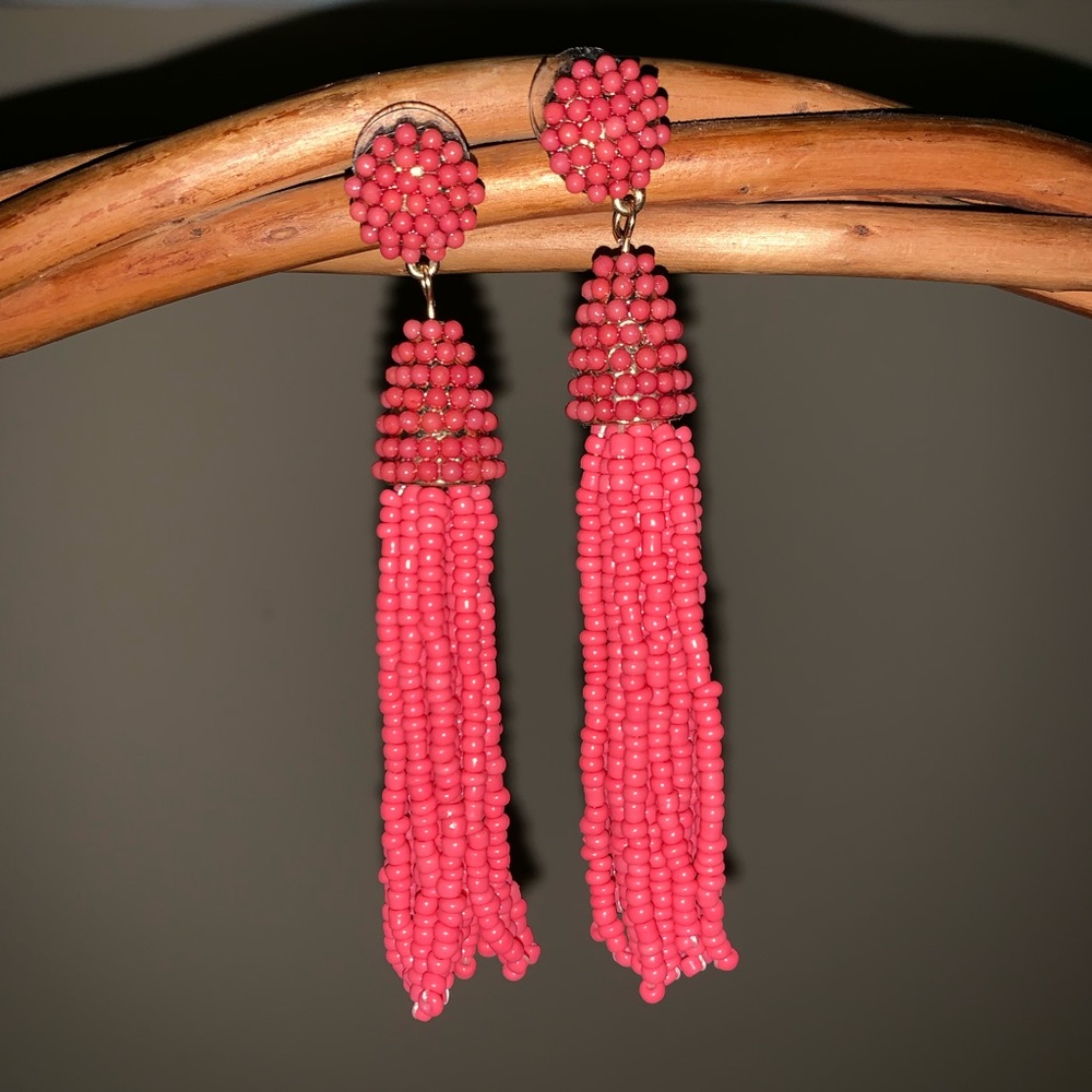 pink tassel earrings